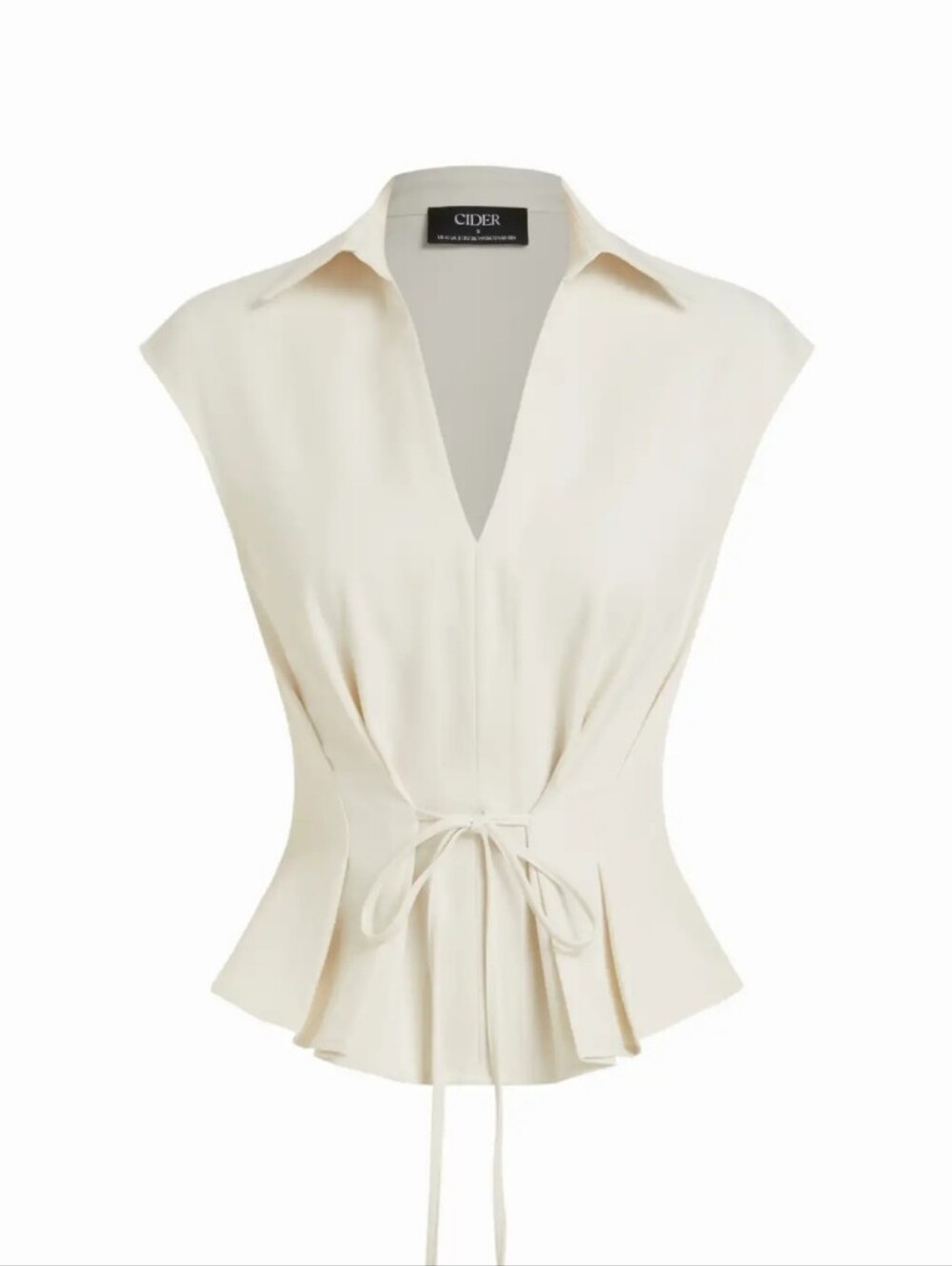 V-Neck Ruched Ruffled Tie-Front Top - Picture 2 of 7